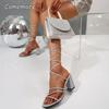 Fashion Sexy Gold Strap High Heel Sandals Women's Roman Crossed Band Shoes Rubber Sole Open Toe Size 36 41 Wrap Strappy Heeled Sandals