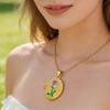 Opening and Closing Lid Photo Locket Pendant Necklace Titanium Steel Glazed Flower Choker  Girl
