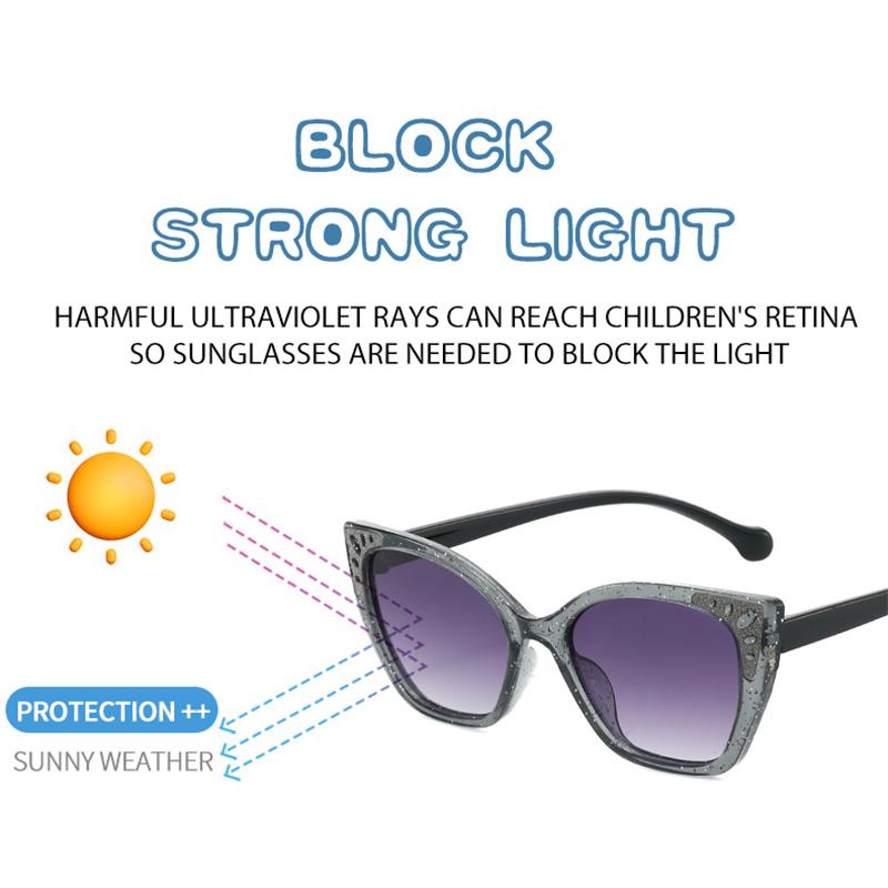 Cute Children Cat Eye Sunglasses Glitter Bling Frame Anti‑UV Fashion Boys and Girls Beach Party Sun Glasses