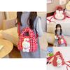 Fashionable Korean Style Plush Rabbit Handbag For Kids With Fun Checkered Print For Daily Use
