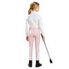 Kids Girls Horse Riding Tights Color Blocked Non Slip Full Seat Breeches with Pockets Belt Loop for Equestrian Sports