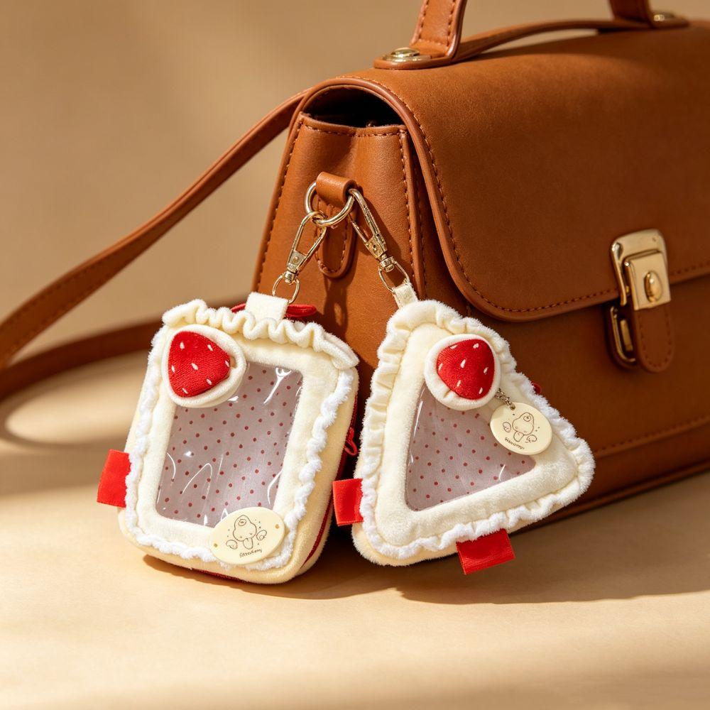 Cute Window Ita Bag Cake Shaped Plush Pouch Transparent Mini Figure Display Keychain Purse Hanging Doll Storage Bag For Backpack