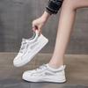 Real Soft Leather Sneakers Women's  Spring New Thick-soled Mesh Breathable Student Casual All-match Small White Shoes