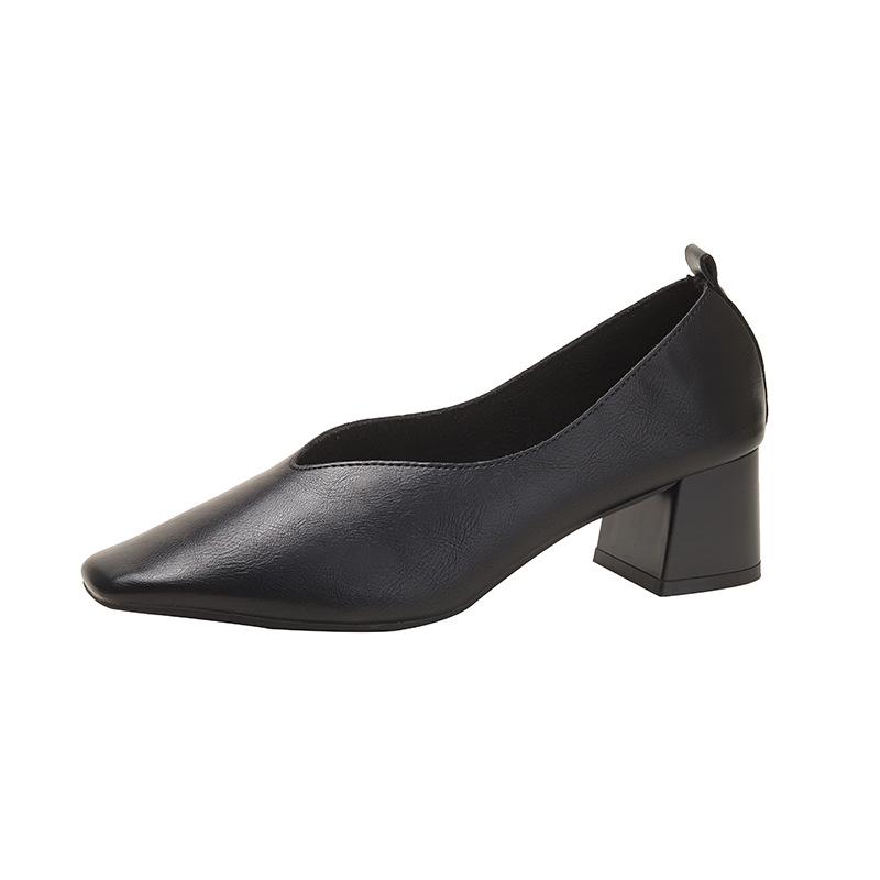 Women’s 2024 Spring/Autumn Square Toe Chunky Mid Heel Professional Interview Shoes