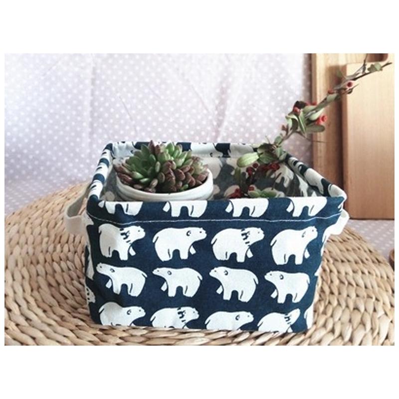 Fabric Cotton Linen Storage Small Square Box Desktop Debris Storage Basket Storage and Sorting Portable Storage Basket Storage Basket
