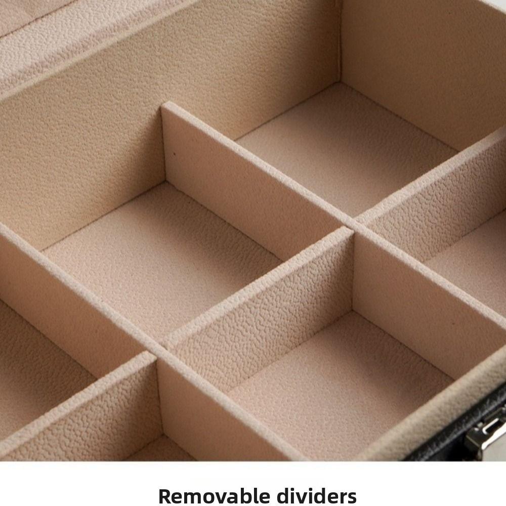 PU Leather Double-layer Jewelry Box 2 Layer Necklace Earring Box Jewelry Display Case  Women
