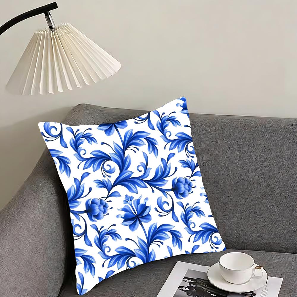 Blue Pattern Hot Cushion Cover Pillowcase Ultra Soft Skin Friendly Fabric Cloud Like Comfort  Concealed Zipper