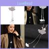 Stylish Long Ginkgo Leaf Sweater Chain Necklace For Women With Charming Pearl Detail
