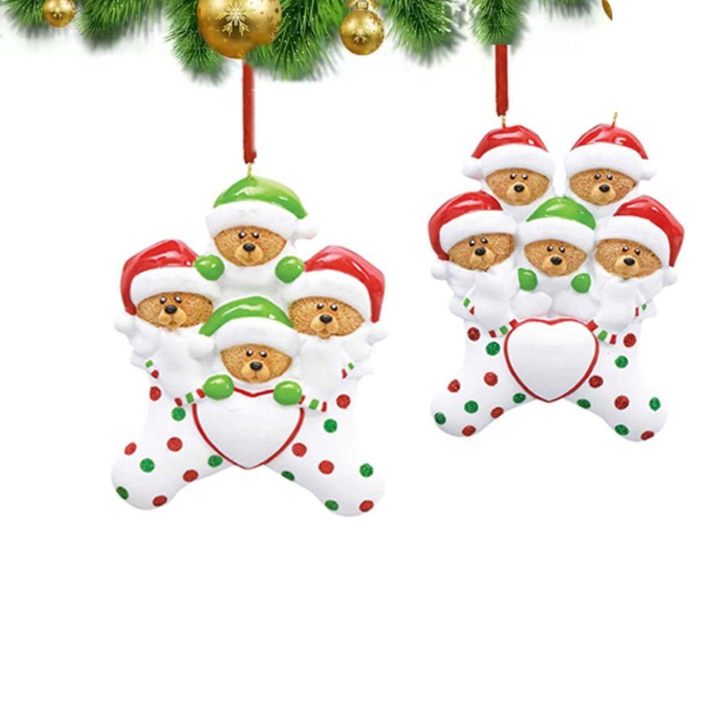 Resin Christmas Brown Bear Pendant Love DIY Name Pendants Christmas Tree Decoration  Christmas Day