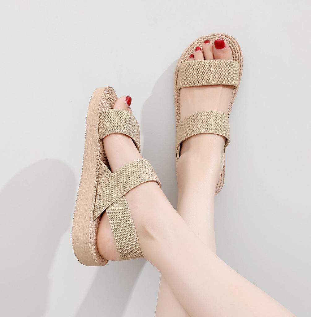 Women's Fashion Roman-Style Flat Sandals with Hemp Rope Sole - Summer Outdoor Slippers