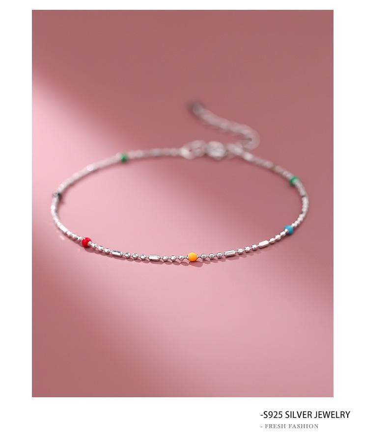 Korean Style S925 Sterling Silver Dopamine Color Minimalist Bracelet