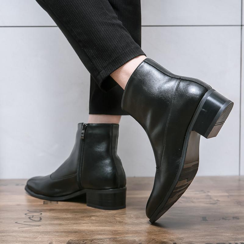 Fashion Chelsea Men's Boots All-match Leather Men Designer Boots New Brand Cowboy Boots Fashion Casual High Top Business Walking Shoes