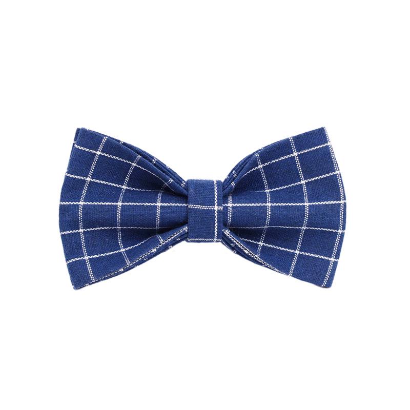 Navy Blue Plaid Dog Collar and Leash Set for All Sizes XS