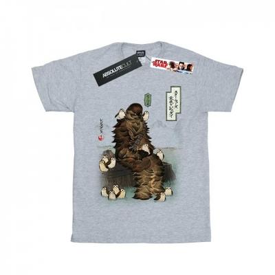 Boys The Last Jedi Japanese Chewbacca Porgs T-Shirt