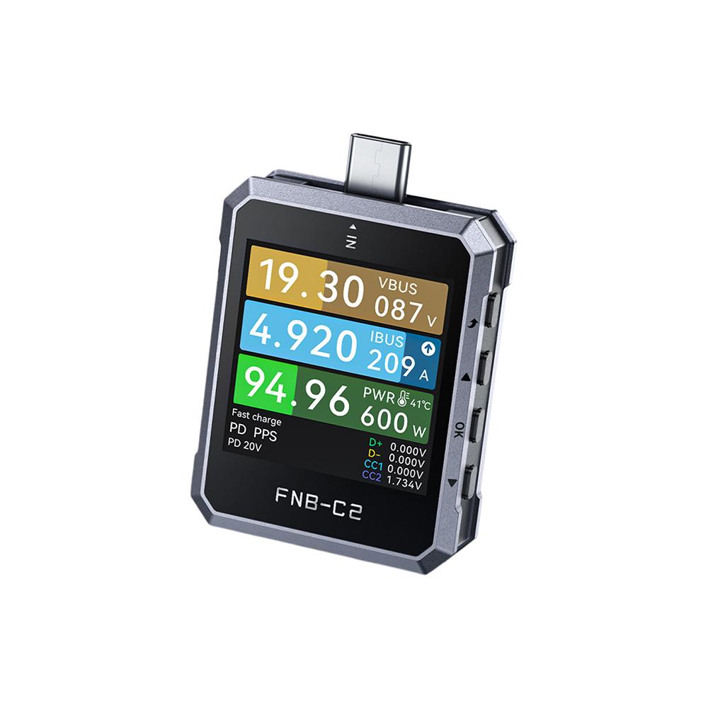 FNIRSI FNB-C2 6.5A 50V 240W 2 IN 1 Type-C USB Tester 1.54inch Digital Screen Voltmeter Current Power meter Cable Charger Test