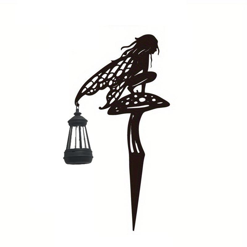 JYL TS/092,Iron Fairy Carrying Lantern Ground Stake Light for Garden Lawn Path Elf Solar Decor Lamp