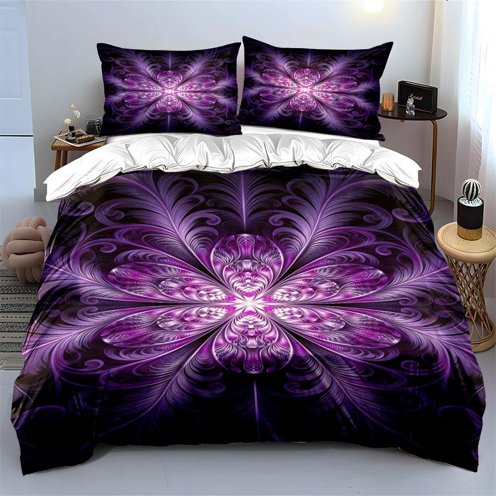 Purple floral abstract design. Bedding sets Duvet cover sets Duvet covers Pillowcases(1 * Duvet Cover 2 * Pillowcases without duvet insert)