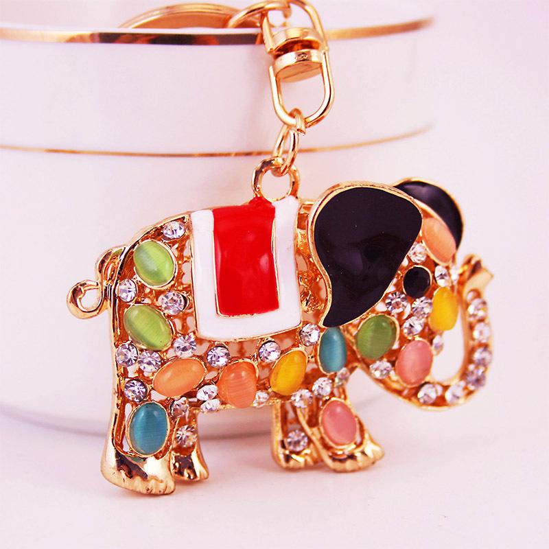 Sale Precious Stones Inlaid Thailand Elephant Car Elegant Charm Pendant Car Holder Bag Charm