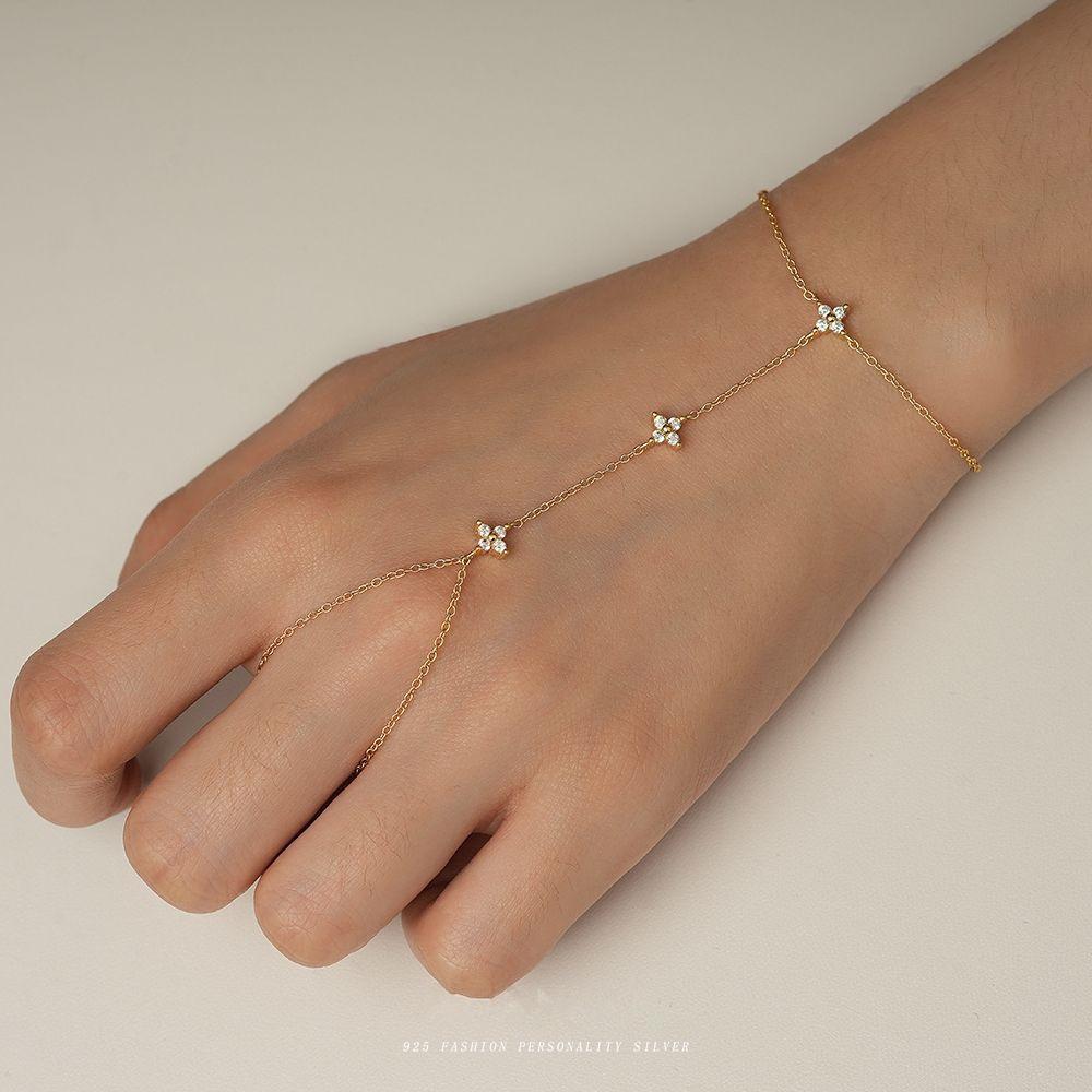 925 Sterling Silver Star Flower Zircon Bracelet for Women French Style Exquisite Party Wedding Jewelry Gift