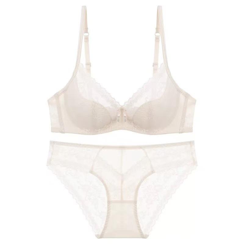 Big Breasts Show Small French Women's Pure Desire, Sexy Lace Edge Soft Steel Ring Gathers, Collects the New Breast Bra