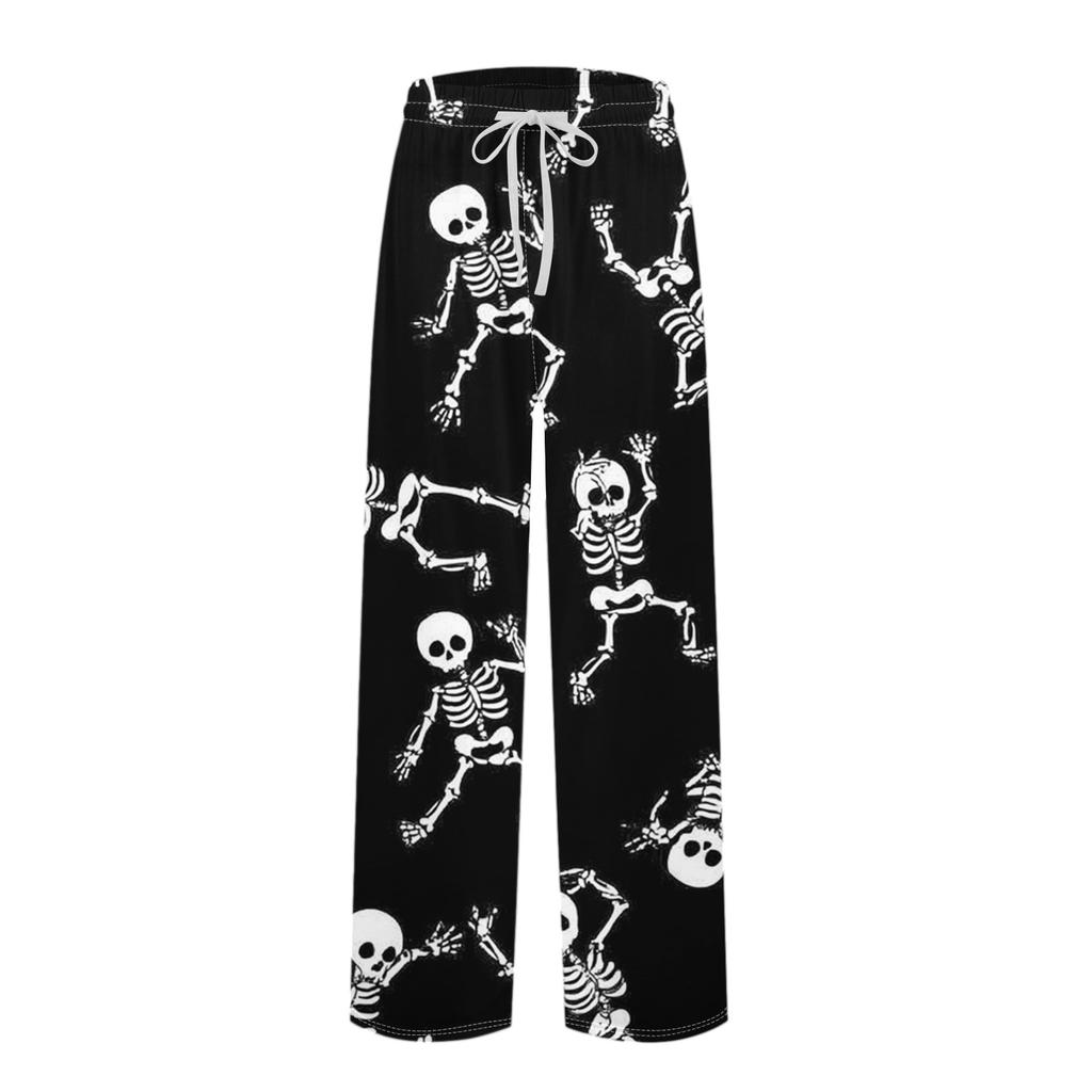 Men's Halloween Printed Knit Pajama Pants with Pockets - Color Casual Sleep Pants for Lounging