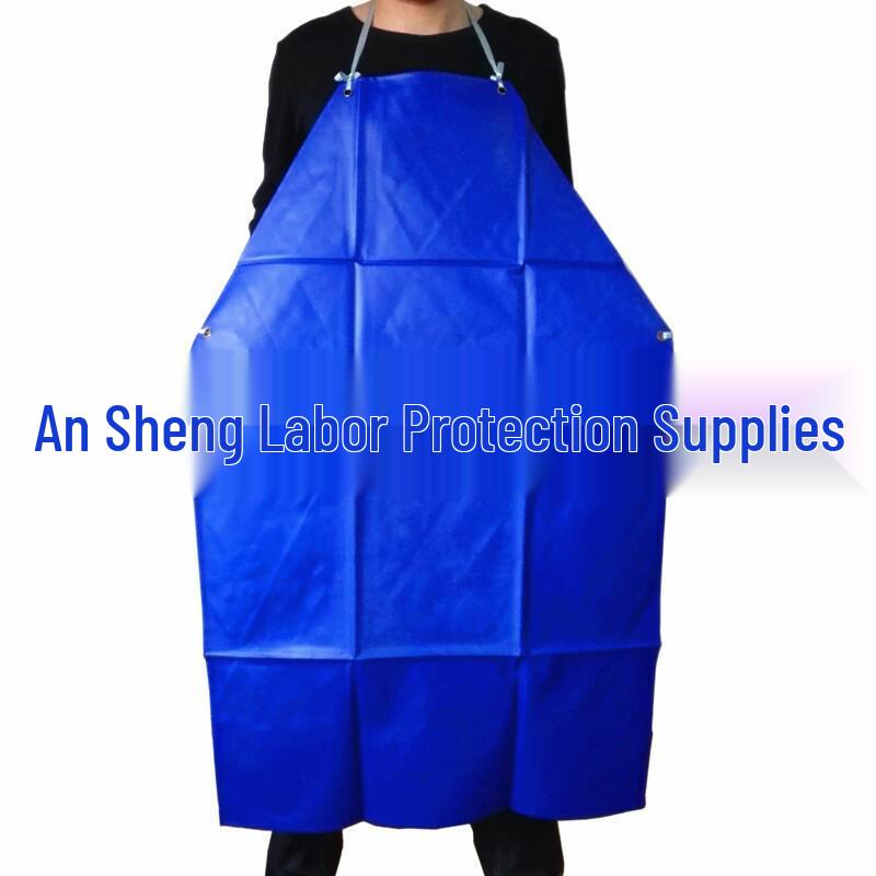Blue Thickened PVC Waterproof Apron: Oil & Acid-Resistant, Sleeveless, Ideal for Adult Hospitality Work.