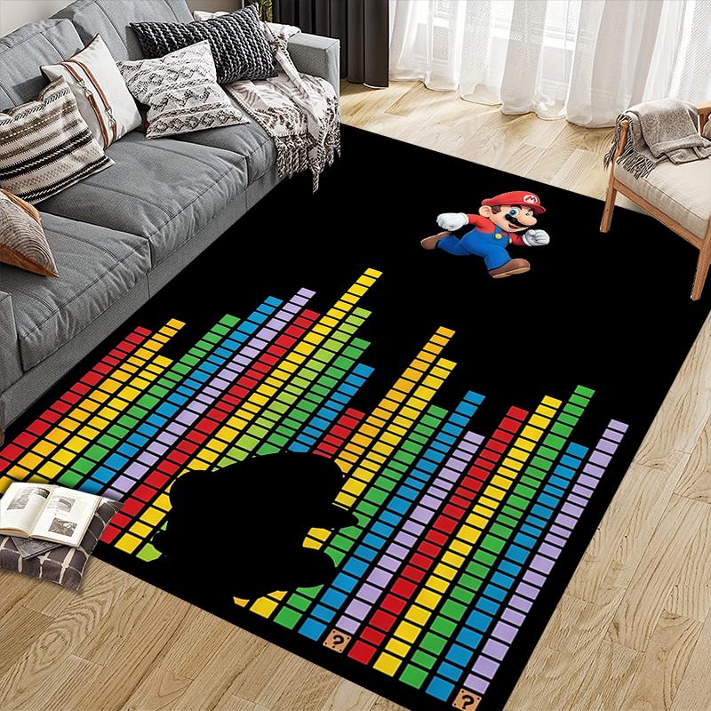 Mario Home Sofa Decoration for Living Room & Bedroom, Non‑Slip Play Flannel Floor Mat for Game Room