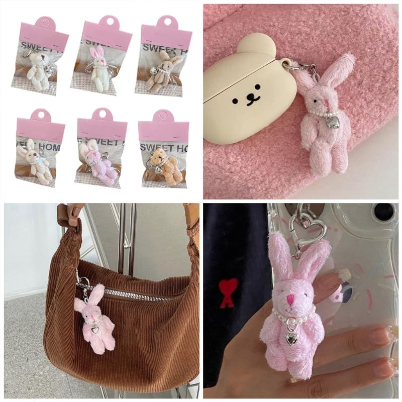 Cute Cartoon Rabbit/Bear Keychain Women's Bag Wallet Purse Pendant Charm Fun and Unique Accessory for Phone Bags Keys