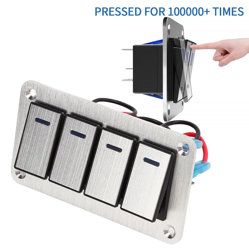 Aluminum Alloy Switch Panel 4 Gang Switches Central Control Switch Panel for Car Yacht