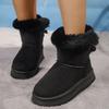 Thick Soled Snow Boots for Women, 2025 New Winter with Plush Insulation, Butterfly Knot Casual Oversized Cotton Shoes for Women