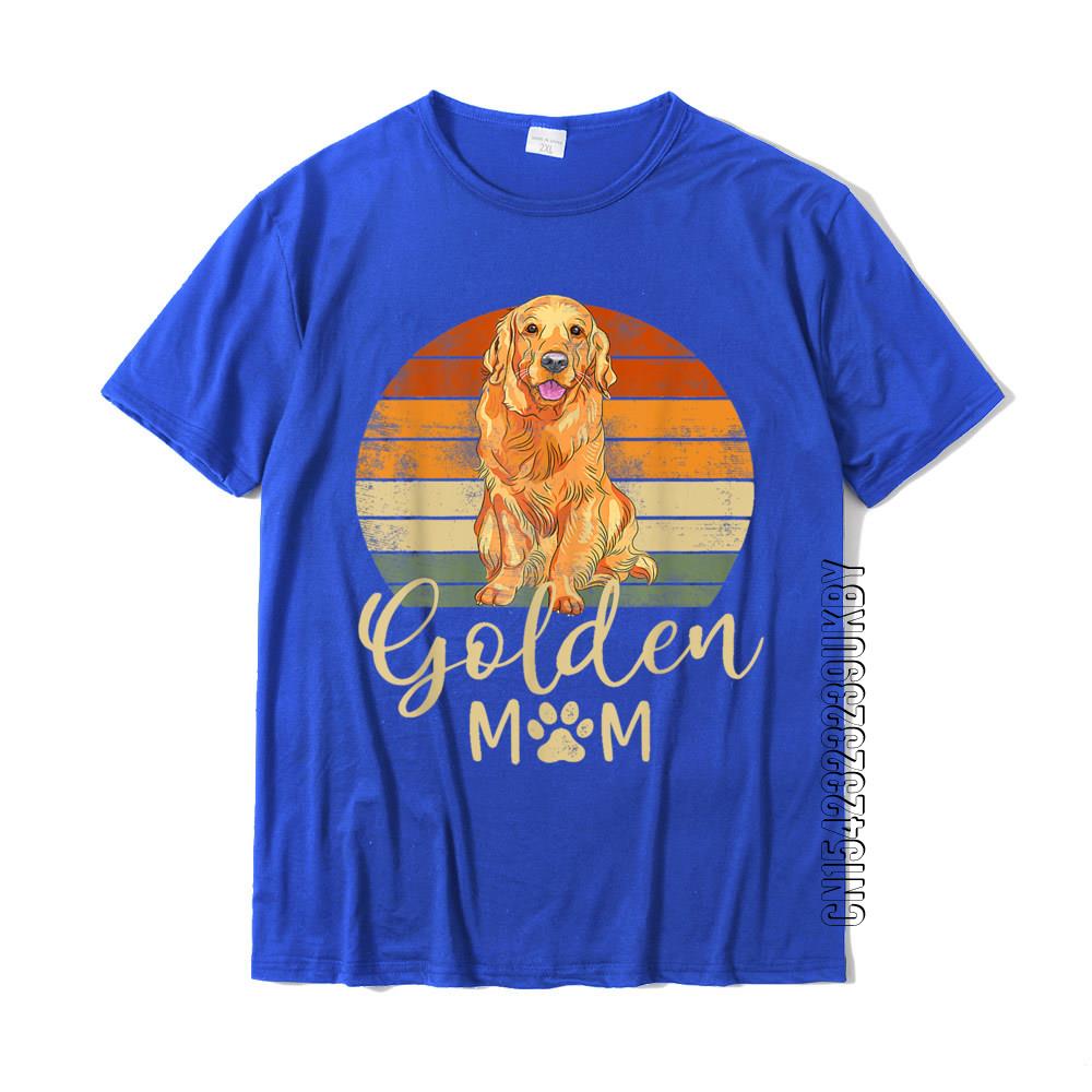 Golden Mom Retro Sunset Golden Retriever Lover Gift Dog Mama T-Shirt Top T-Shirts For Men Cotton Tops Shirts Slim Fit Family