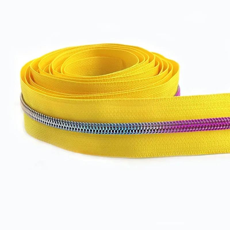 1/2/3/4/5M Meetee 5# Nylon Zipper Tapes Decor Rainbow Teeth Zips for Pocket Handbag DIY Coat Zip Repair Kit Sewing Accessories