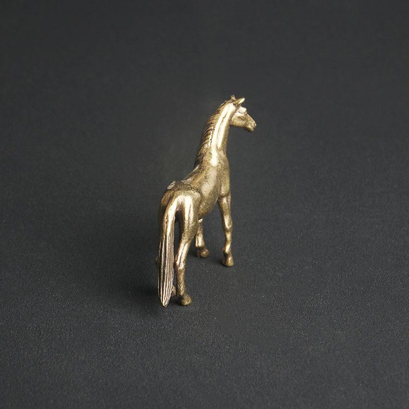 Brass Horse Figurine Sculpture, Animal Statue, Miniature Bronze Statue, Pure Copper Desktop Decoration