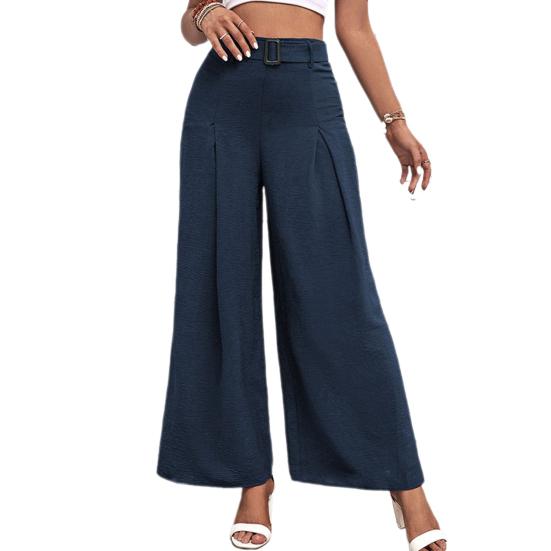 Pantalon Femme à Jambes Larges - Taille Haute Nouée - Léger Et Fluide - Tissu Doux - Avec Poches - Idéal Plage, Vacances, Détente