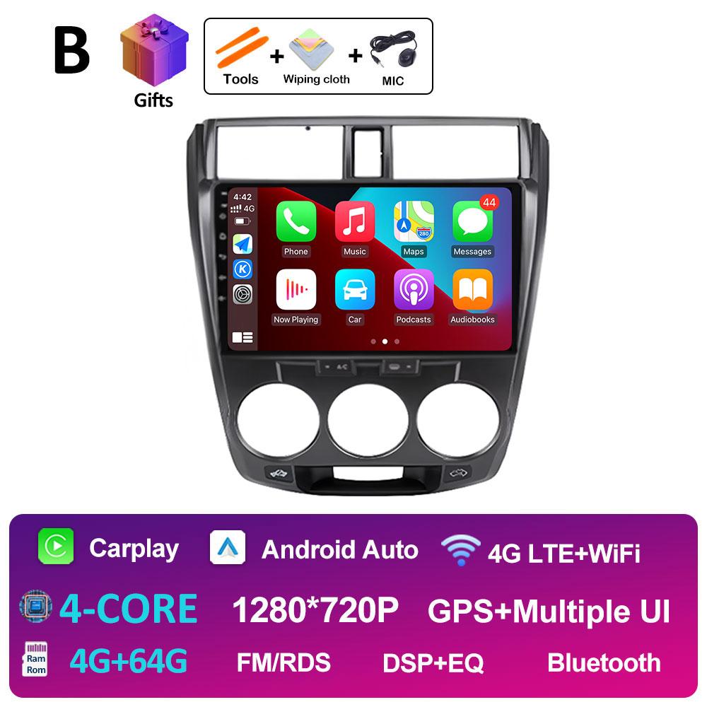 Android 14 Car Multimedia Video Radio Player For Honda City 2008 2009 2010 2011 - 2014 Wireless Carplay Autoradio Bluetooth WIFI