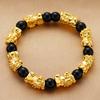 Black and Red Agate Couple's Pixiu Bracelet Sand Gold Bracelet Gold-plated Hand Jewelry Beads for Men and Women