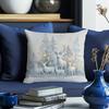 Winter-Patterned Deer-Print Pillowcase, Made Of Polyester, Machine Washable, Suitable For Bedroom And Living Room Decoration.