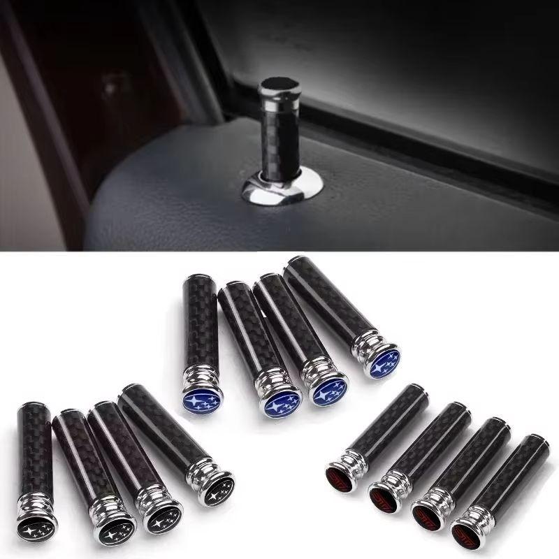 For Subaru STI Forester XV Outback Impreza WRX Legacy BRZ Tribeca Carbon Fiber Car Door Lock Pins Bolt Cover Badge Accessories X5