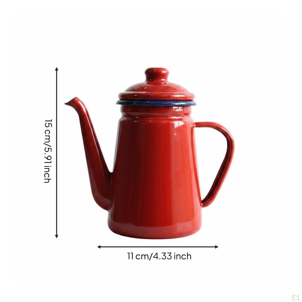 Enamel Coffee Pot Thickened Tea Long Spout Kitchenware for Home White