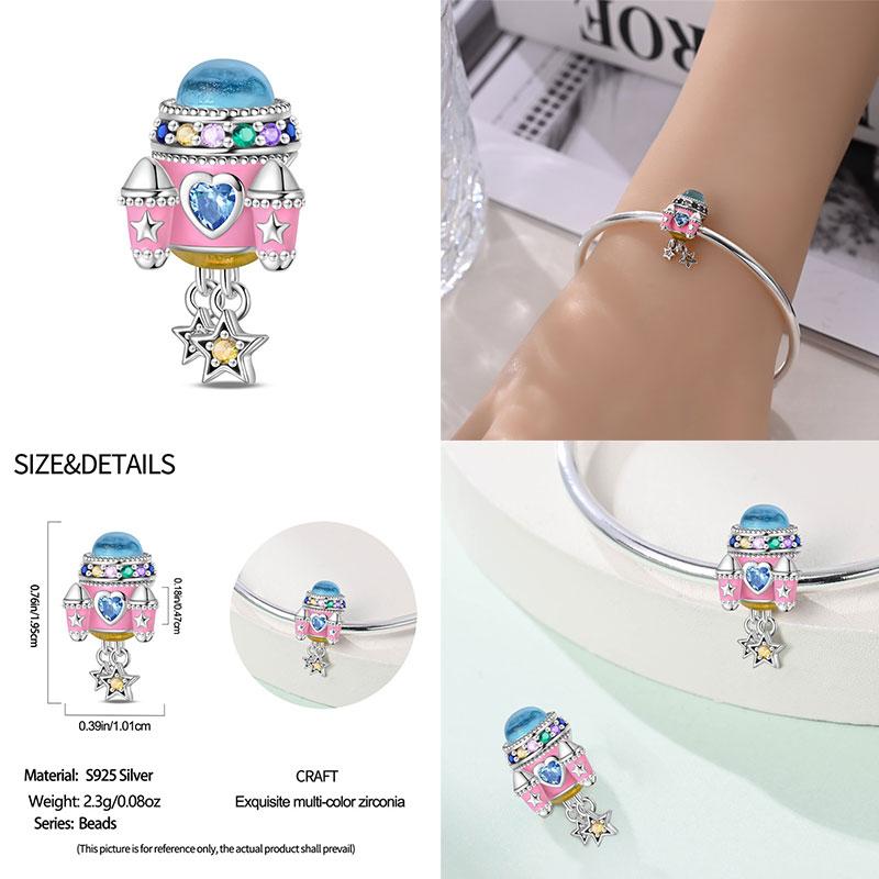 100% Copper Space Travel Spaceship Astronaut Beads Fit Originalwomen Bracelet Diy Jewelry Making Gift