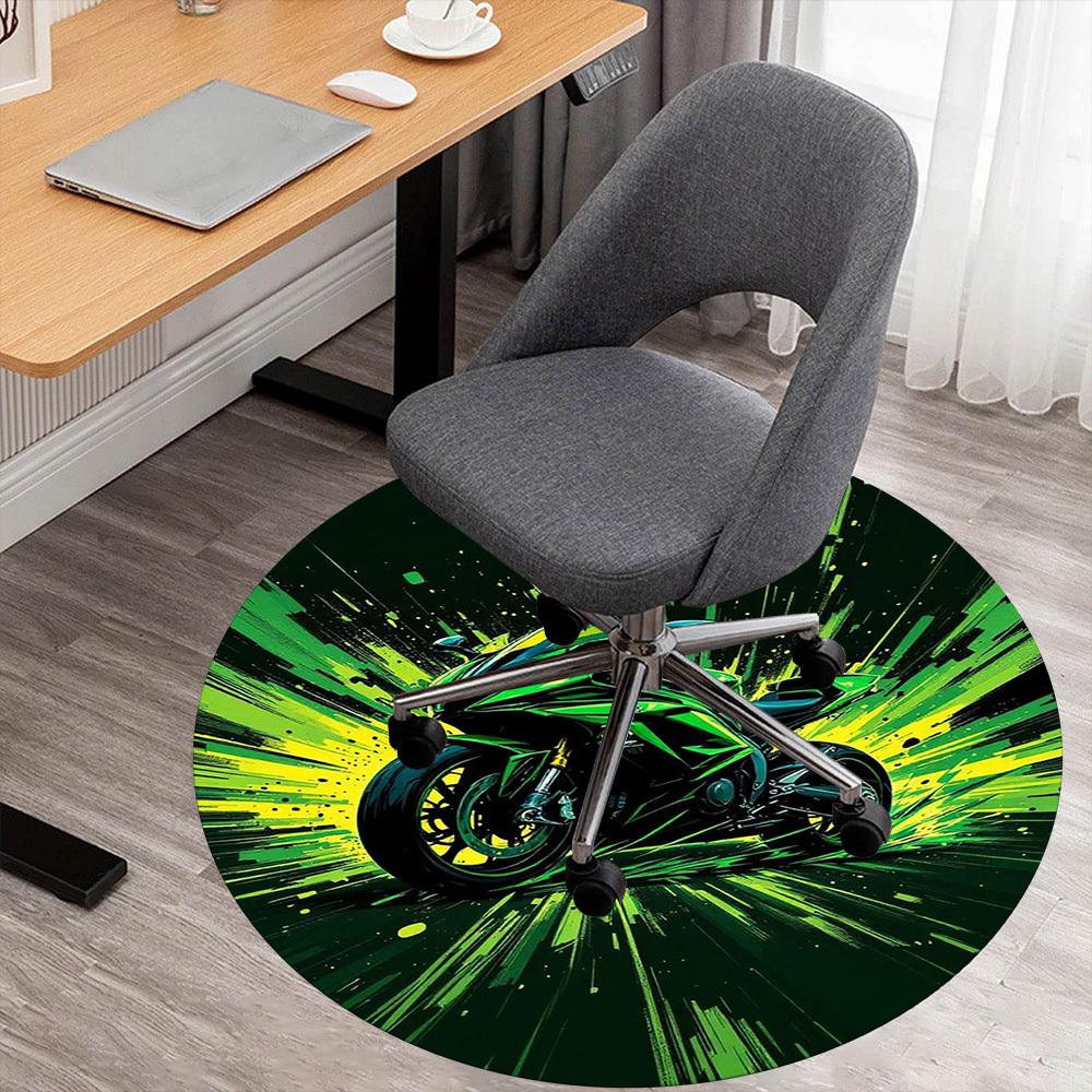 1PC Motorcycle Speed Round Chair mat Area Rug - Non-Slip, Floor Mat for Office, Bedroom, home decor Christmas Gift c0528026