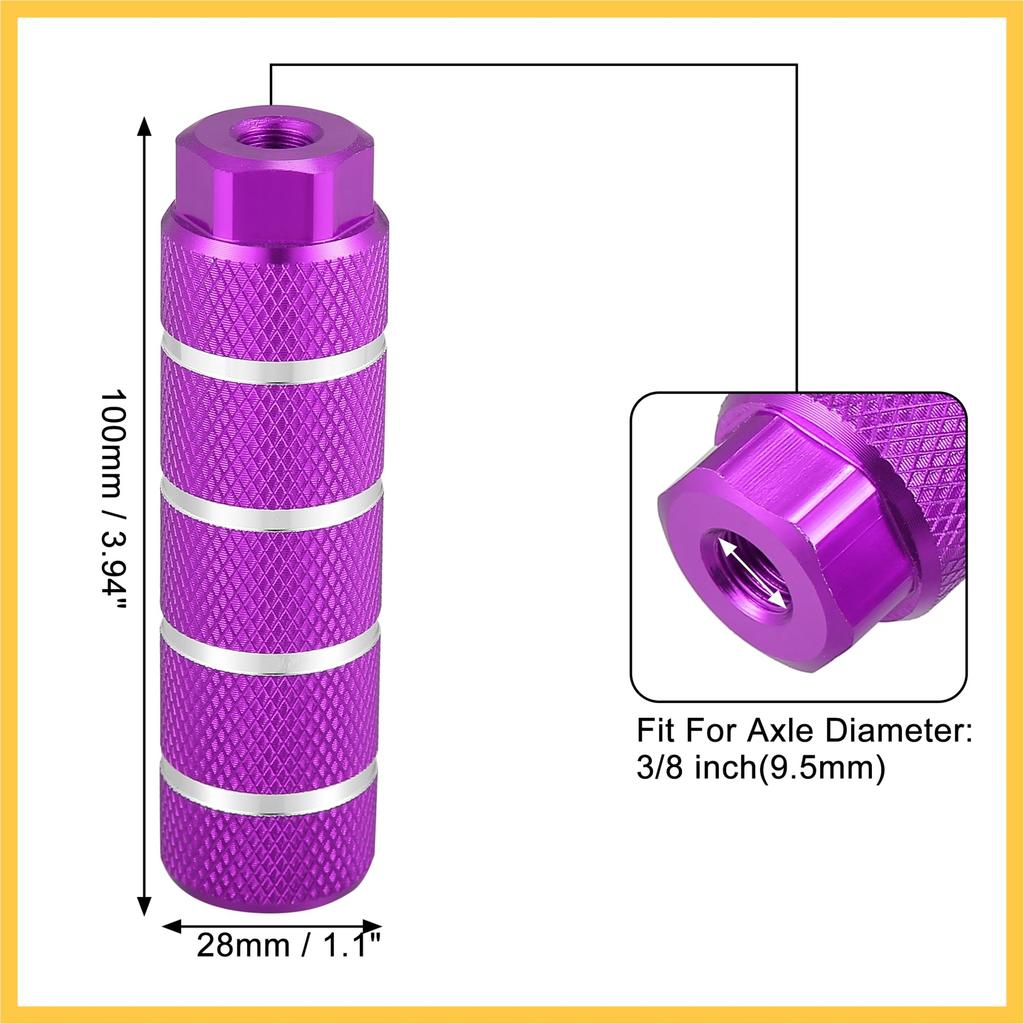 BULLSPANN Bicycle Step Set of Aluminum Axle Universal Fit for Purple Pegs/Footpegs, 4, Alloy, 3/8" Compatible, BMX/MTB/Mini Bikes,