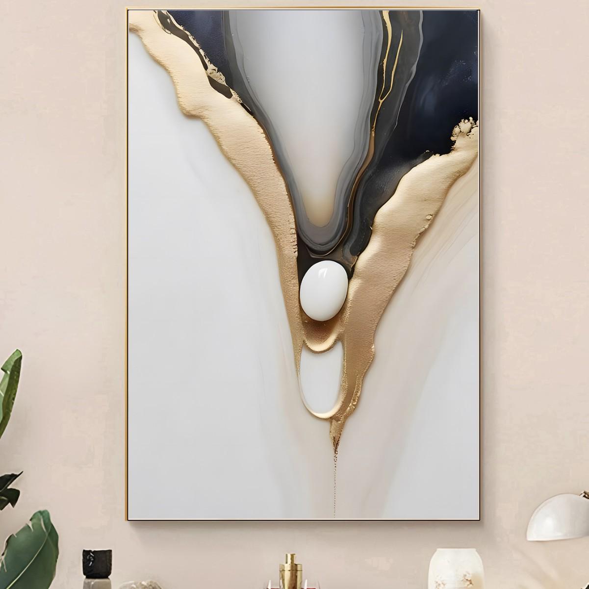 

Abstract Gold Leaf Wall Art - Frameless Canvas Painting for Living Room or Bedroom Decor 40*60cm Canvas Version