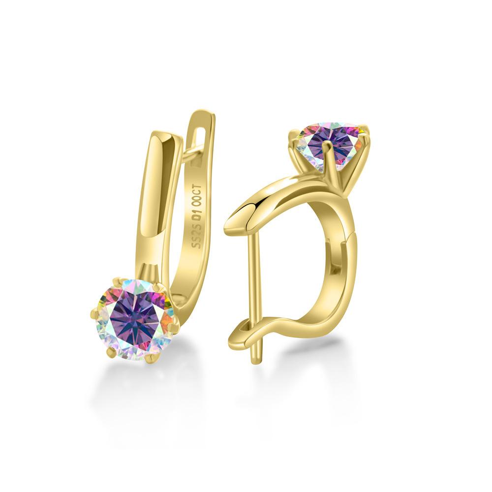 6.5mm Fashion Classic Six Prong Setting Moissanite Earrings D VVS1 Delicate Exquisite Jewelry