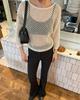Summer new hollow smock women's European and American style soft loose long-sleeved knitted top ins style