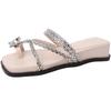 With Skirt Rhinestone Beach Flip-flops Sandals Women's 2025 New Summer Wear Wedge Heel Beautiful Set of Toe Cool Slippers
