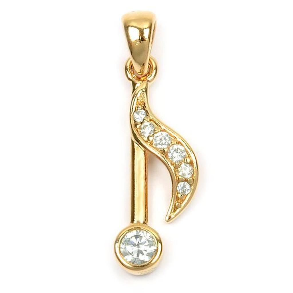 Les Trésors De Lily [M8981] - Gold Plated Pendant 'Musical Notes' (eighth Note) Golden White - 27x7 Mm