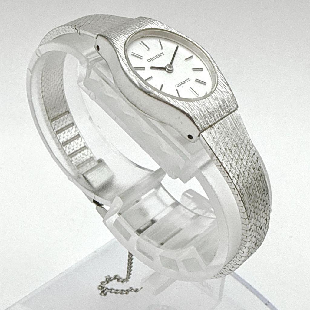 Used C180 [Working/Antique/Battery replaced] ORIENT Orient Quartz Oval Case Bracelet Type Ladies Watch