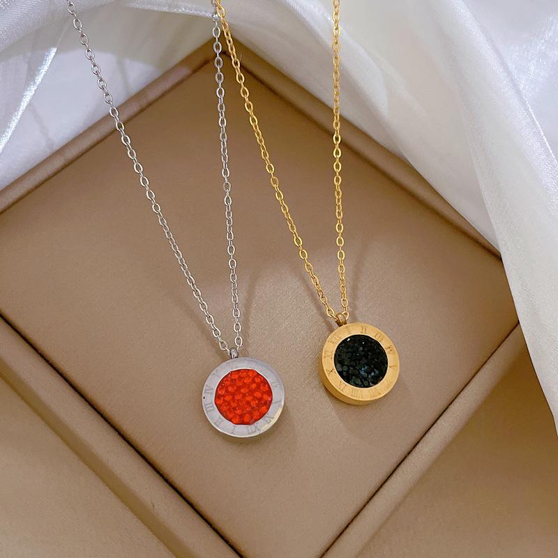 Roman Double-Sided Minimalist Wind Stove Real Gold Necklace Female Collarbone Chain With Jewelry