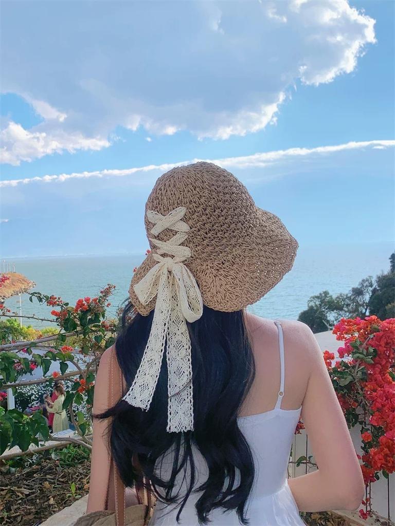 2026 New Women's Braided Straw Fisherman Hat UPF50+ Breathable Summer Beach Vacation Sun Protection Wide Brim Adjustable